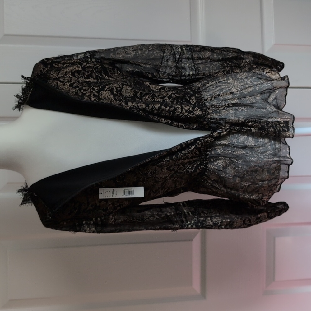 Elie Tahari Black And Gold Silk Blouse - Picture 10 of 12